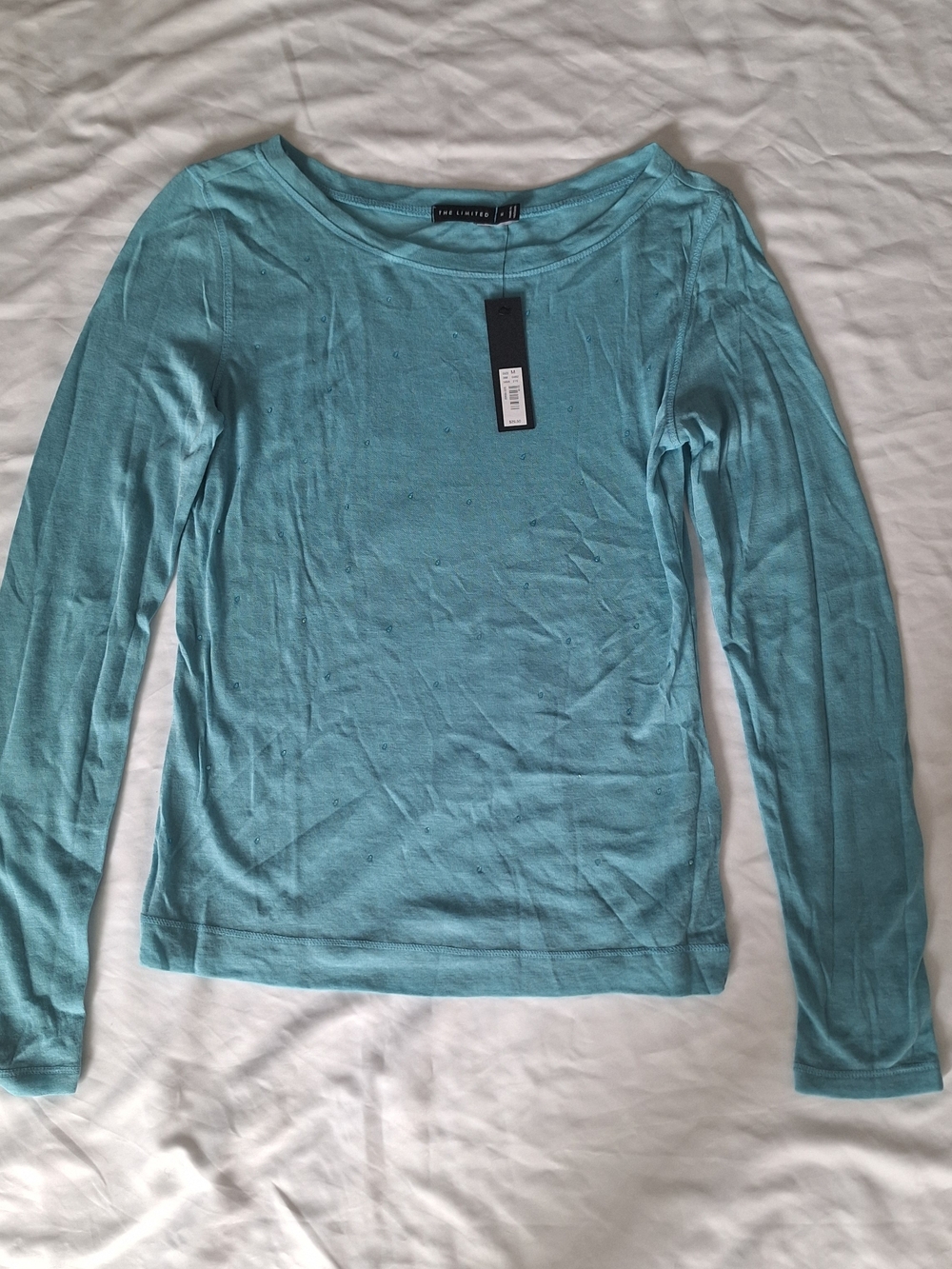 NWT The Limited Teal Colored Embedded Sparkly Studs Long Sleeve Women's M